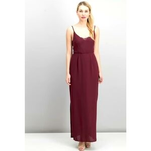 Paper Crown Bridesmaids Michelle Dress Burgundy Slip Tank Maxi Formal Women's 2